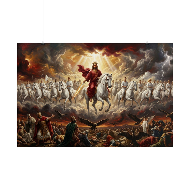 Rolled Poster — Jesus Returning on White Horse Religious Wall Art Print