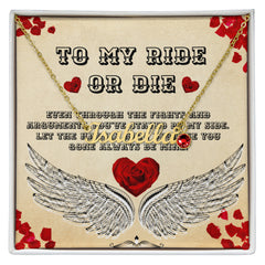 My Ride Or Die Custom Name Necklace With Birthstone