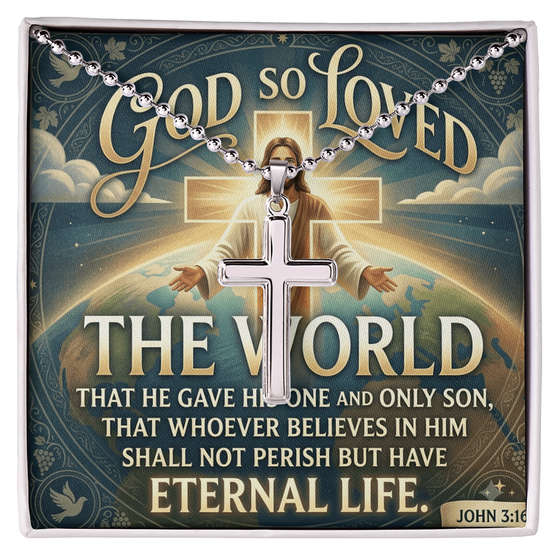 God So Loved The World Cross Necklace