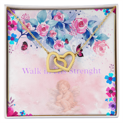Walk In His Strength Interlocking Heart Necklace