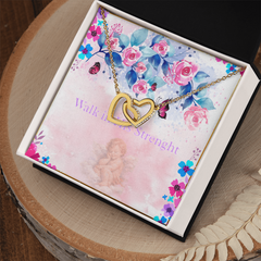 Walk In His Strength Interlocking Heart Necklace
