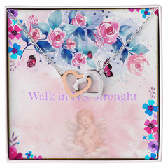 Walk In His Strength Interlocking Heart Necklace