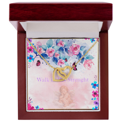 Walk In His Strength Interlocking Heart Necklace