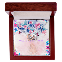 Walk In His Strength Interlocking Heart Necklace