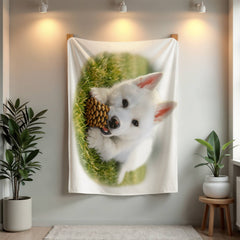 White Puppy Siberian Husky Mink Touch Fleece Blanket