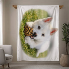 White Puppy Siberian Husky Mink Touch Fleece Blanket