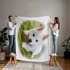 White Puppy Siberian Husky Mink Touch Fleece Blanket
