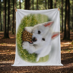 White Puppy Siberian Husky Mink Touch Fleece Blanket