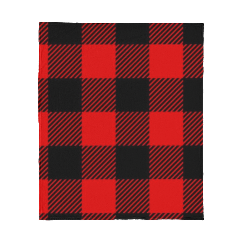 Plaid Red & Black Checkered Fleece Blanket