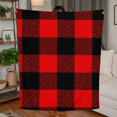 Plaid Red & Black Checkered Fleece Blanket