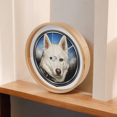 White Siberian Husky Dog Clock Wall Art