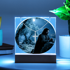 Keepsake Acrylic & Stainless Steel Cross Jesus In The Garden Necklace
