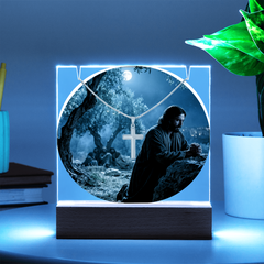Keepsake Acrylic & Stainless Steel Cross Jesus In The Garden Necklace