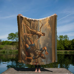 David Defeats Goliath In Battle Printed Woven Blanket