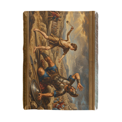 David Defeats Goliath In Battle Printed Woven Blanket