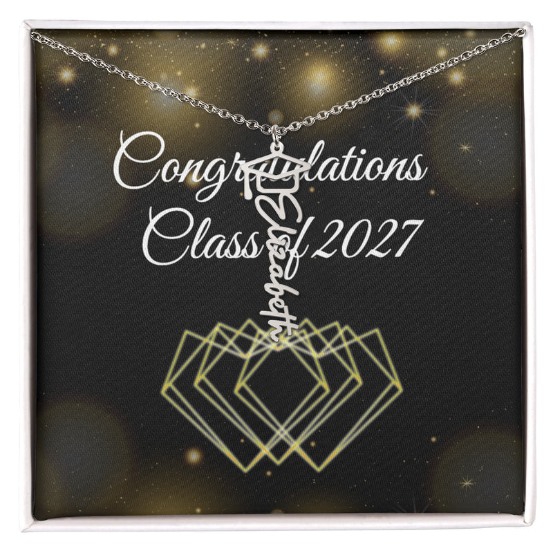 Congrats Graduation Cap Name Necklace Class Of 2027