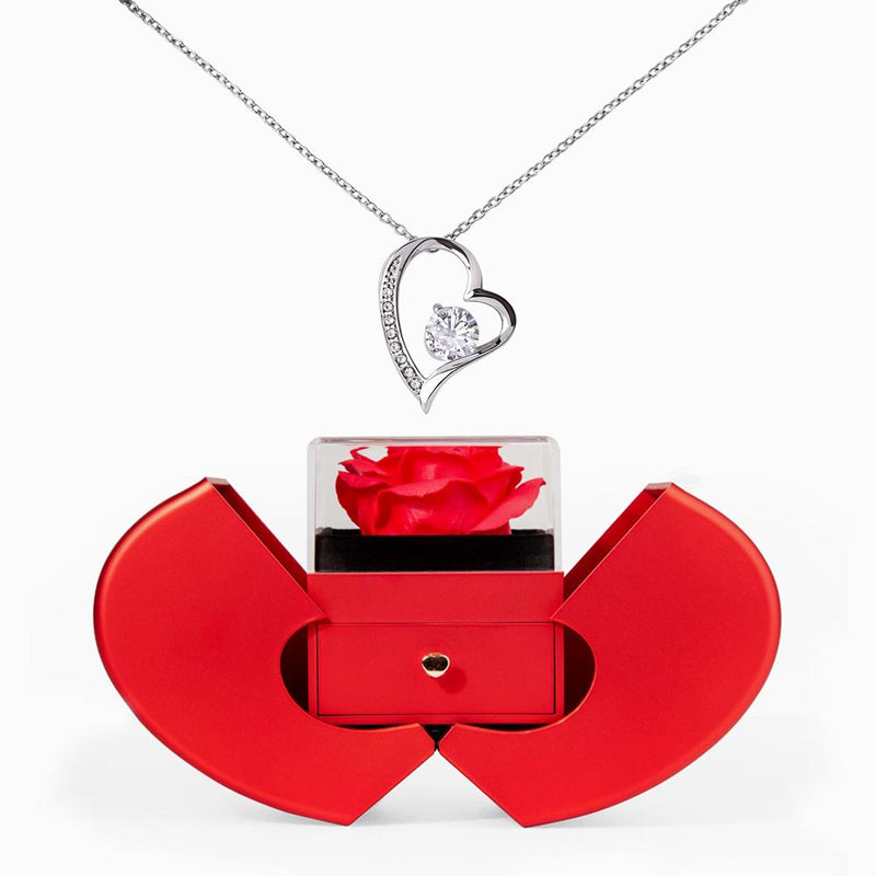 I Love You Necklace Heart Rose Design Gift Set