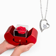 I Love You Necklace Heart Rose Design Gift Set