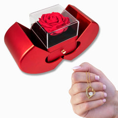 I Love You Necklace Heart Rose Design Gift Set