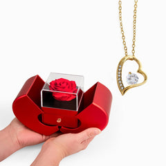 I Love You Necklace Heart Rose Design Gift Set